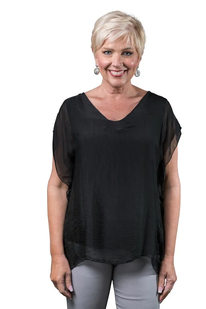Alyssa Silk Flutter Sleeve Top (BSS212)