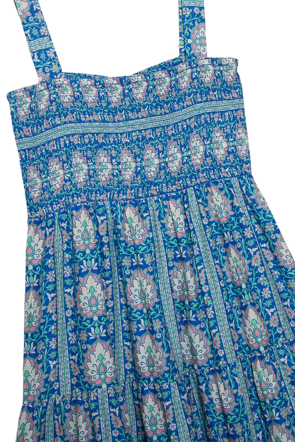 'Aria' Smocked Square-Neck Tassel Dress