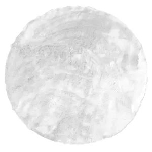 Aurora White Round Faux Fur Area Rug 5 Foot Wide