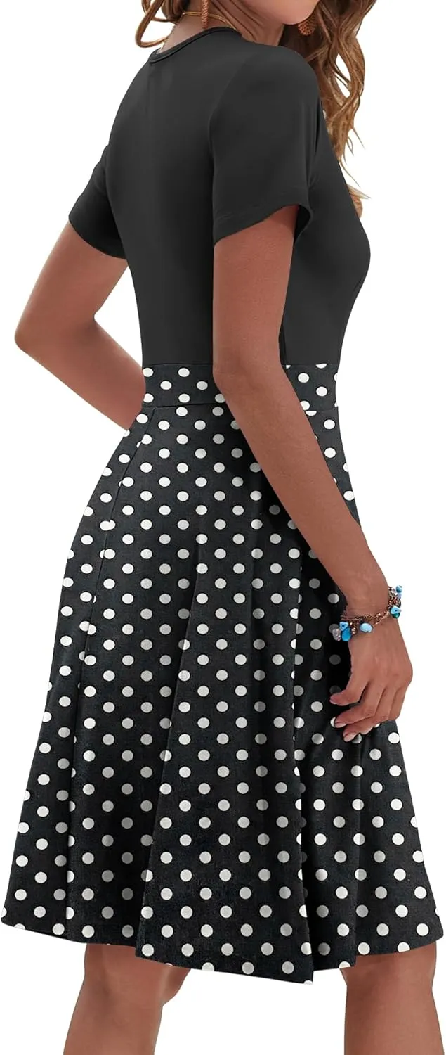AUSELILY Womens Summer Dresses 2025 Short Sleeve V Neck Floral Sundress with Pockets