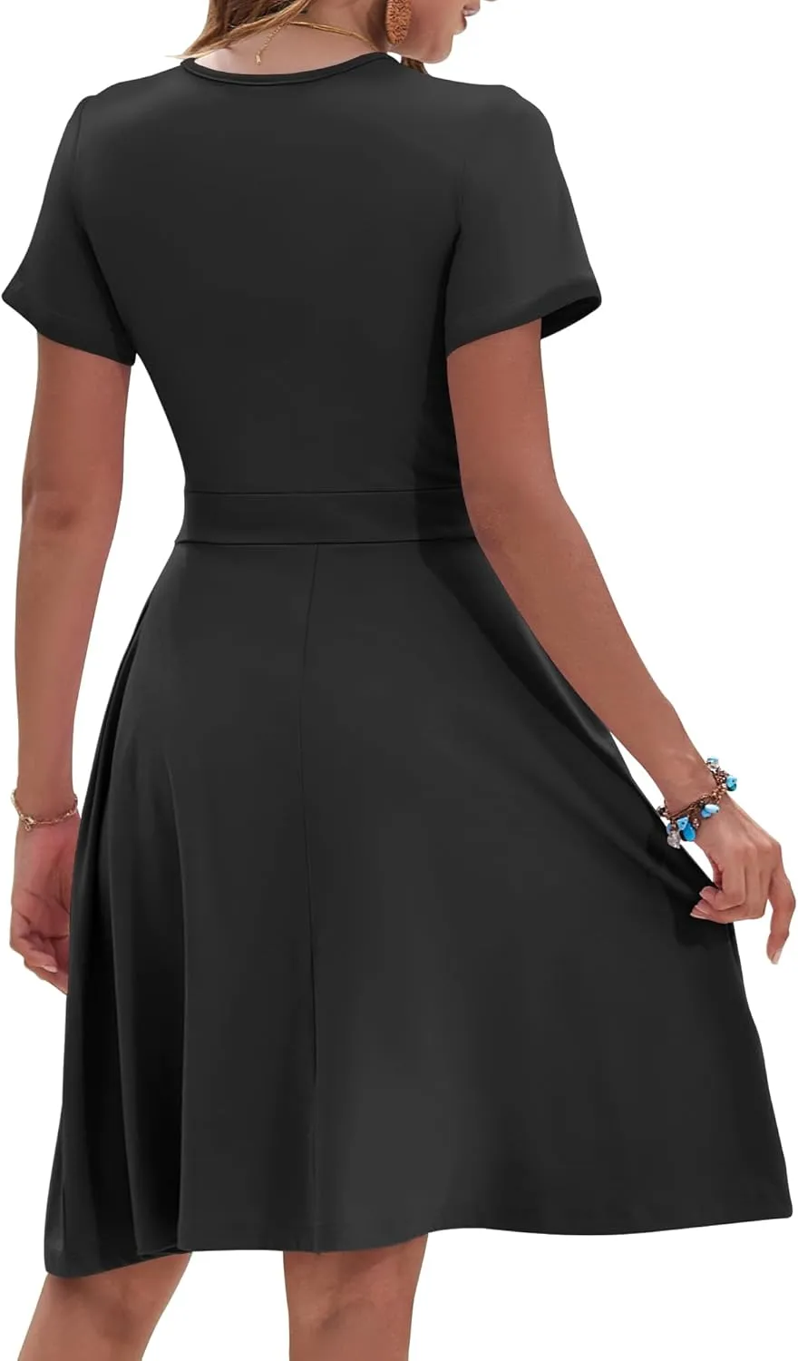 AUSELILY Womens Summer Dresses 2025 Short Sleeve V Neck Floral Sundress with Pockets