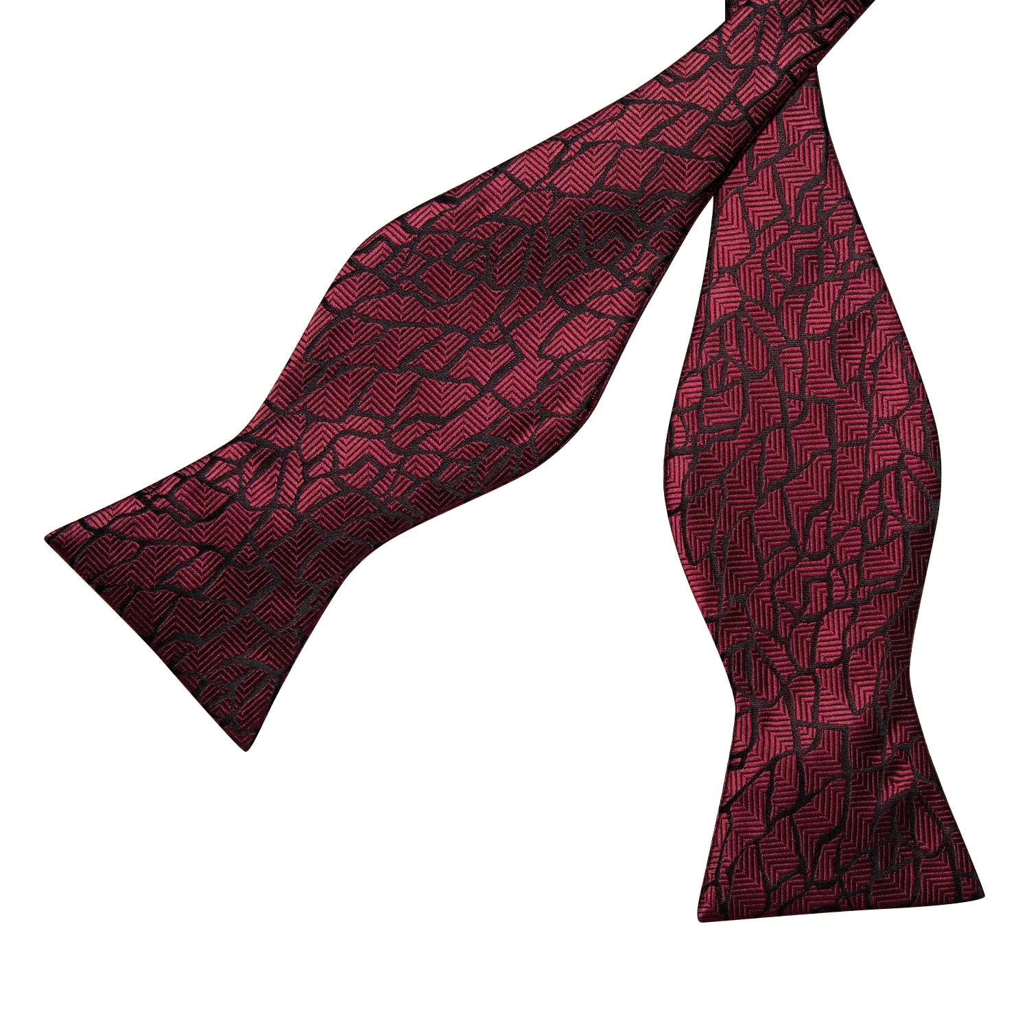Claret Black Stripe Silk Bowtie Pocket Square Cufflinks Set