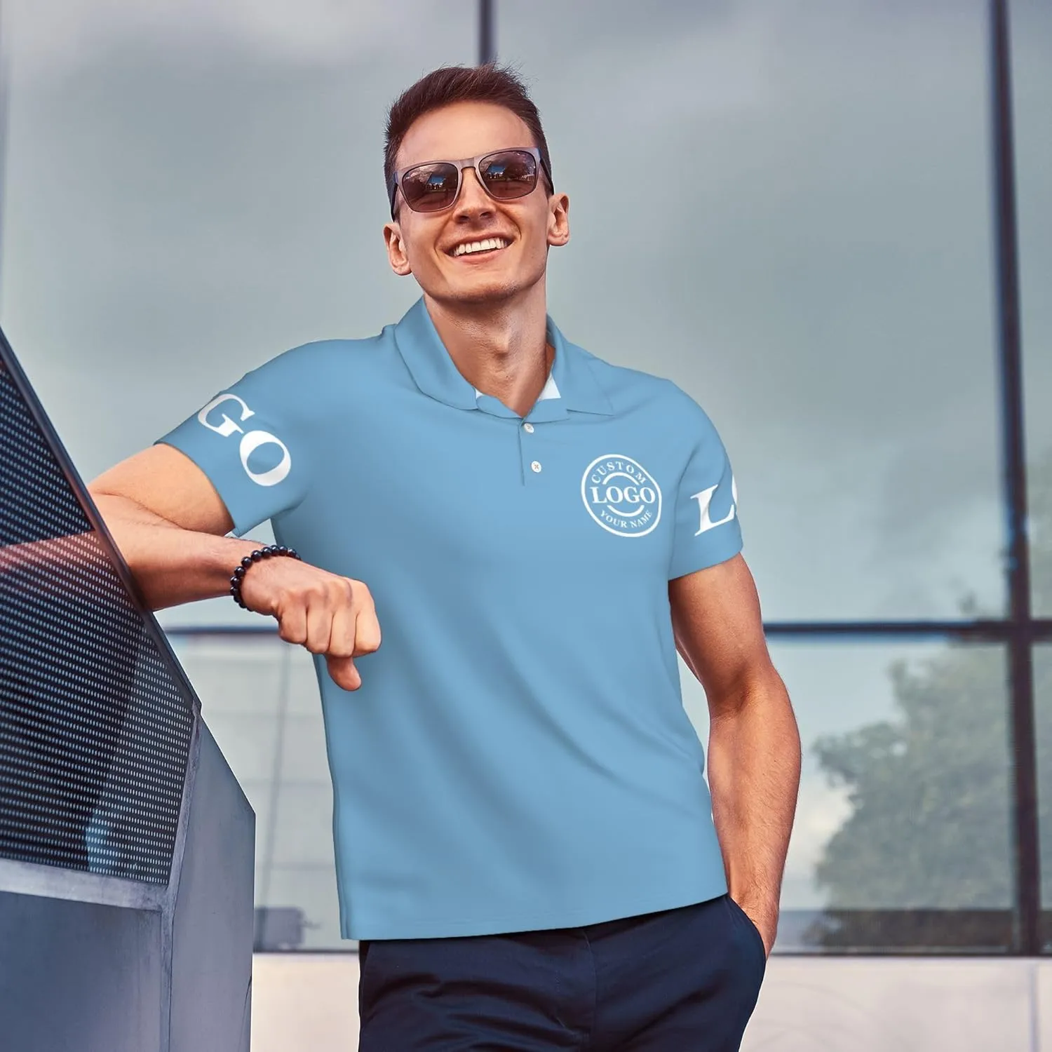 Custom Polo Shirt Add Your Text/Logo/Image Design Your Own Personalized Polo Shirts for Men Women Front Back Sleeve Print