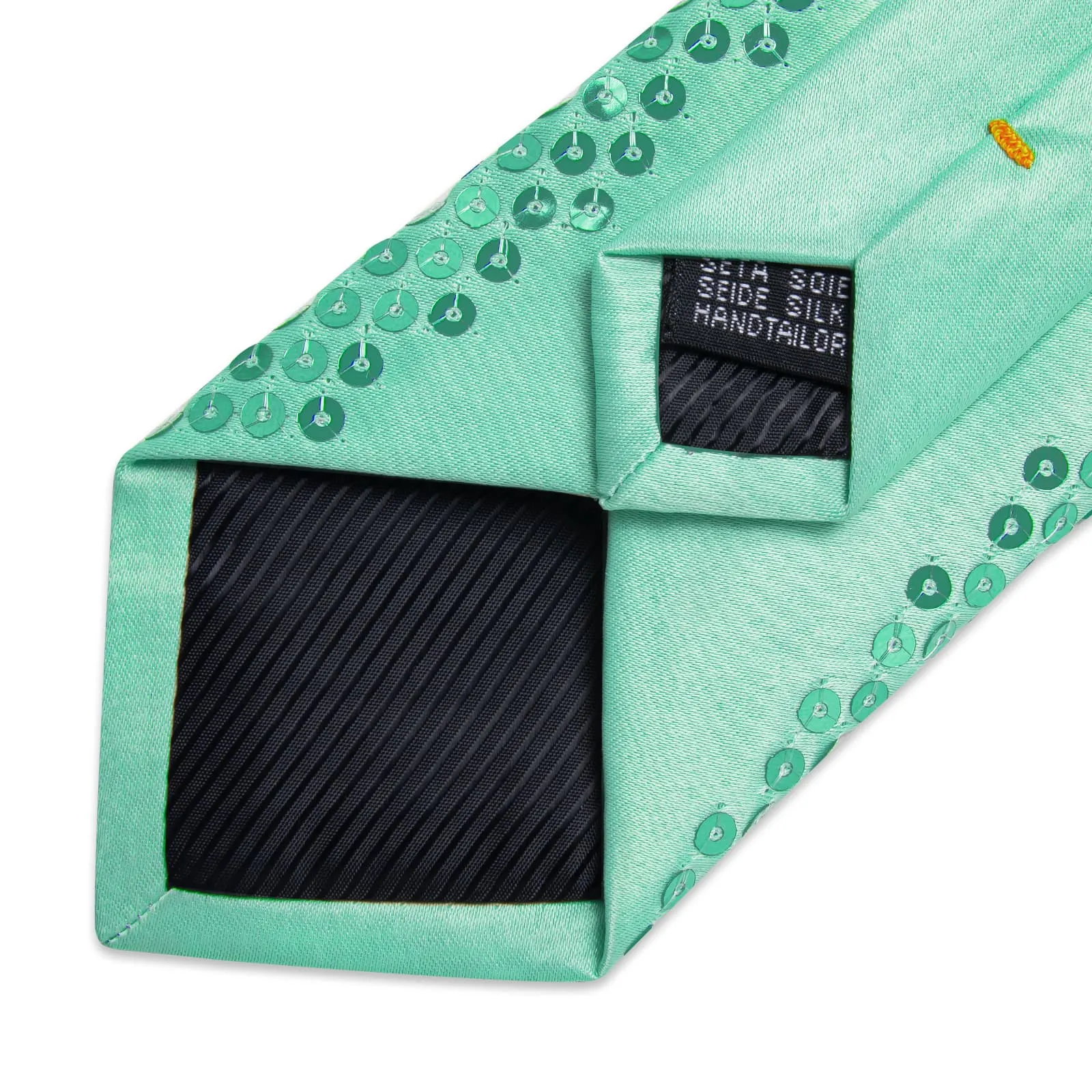DiBanGu Casual Tie Shamrock Green Solid Sequin Mens Dress Tie Pocket Square Set