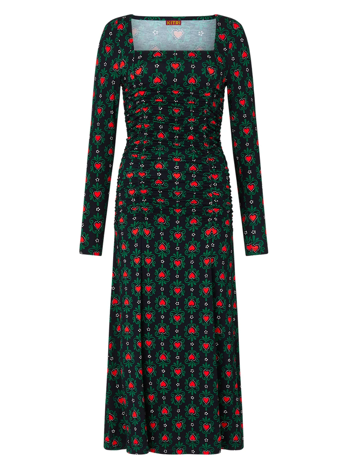 Diedre Navy Heart Print Jersey Dress