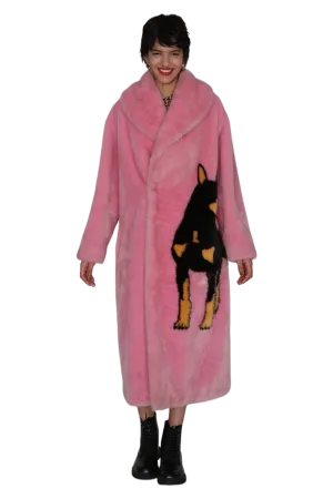 Doberman and Pug Faux Fur Coat