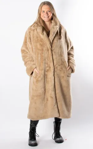 Faux Fur Coat | Taupe