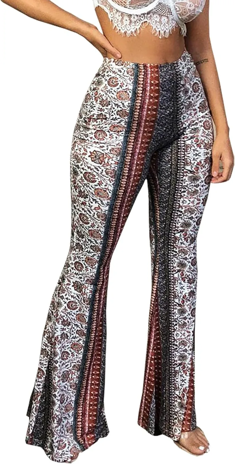 Flare Leggings Yoga Pants Women High Waisted Boho Flare Palazzo Pants Stretch Wide Leg Bell Bottom Yoga Leggings