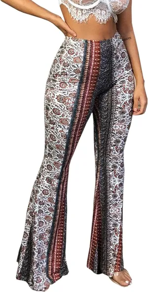 Flare Leggings Yoga Pants Women High Waisted Boho Flare Palazzo Pants Stretch Wide Leg Bell Bottom Yoga Leggings
