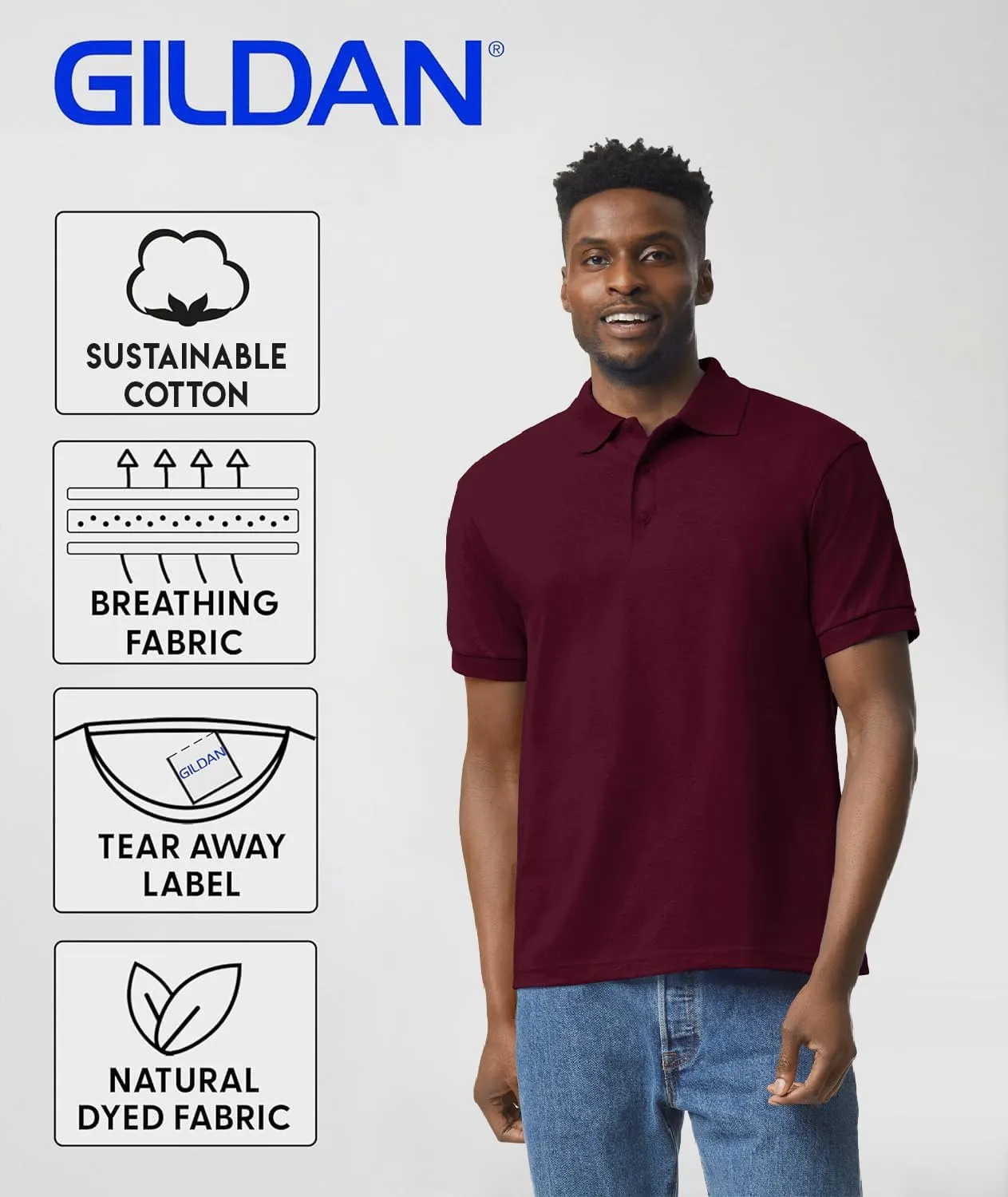 Gildan Custom Polo Shirt - Personalized Short Sleeve Golf Shirts for Adult Men Women Unisex - Add Your Image, Text, or Photo