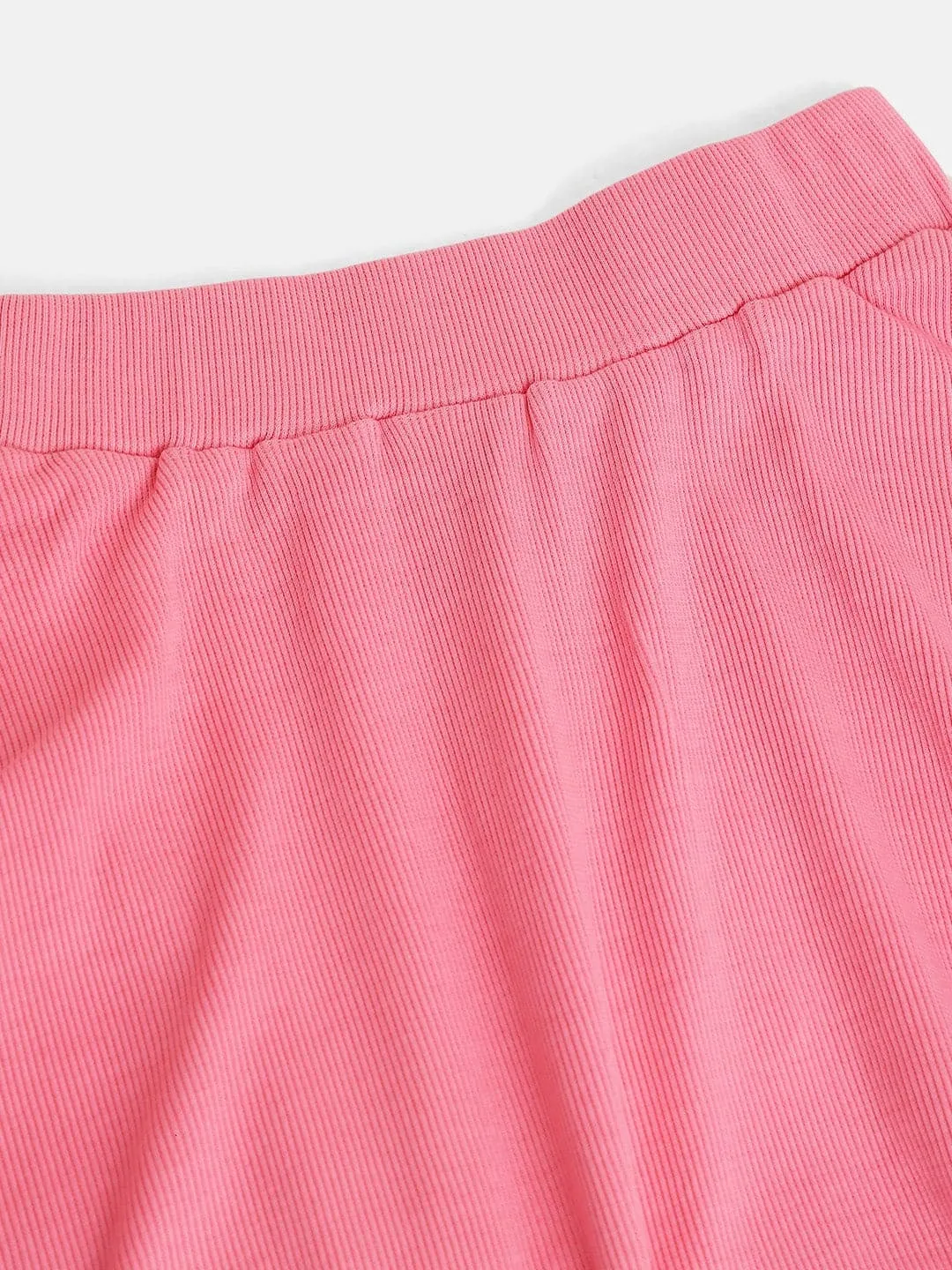 Girls Pink Rib Skater Skirt - Lyush Kids