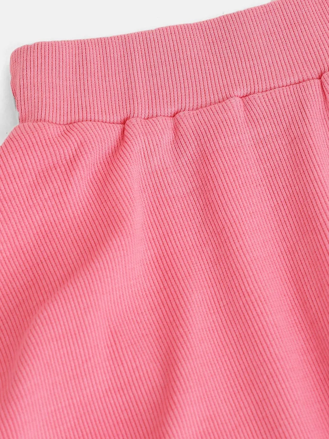 Girls Pink Rib Skater Skirt - Lyush Kids