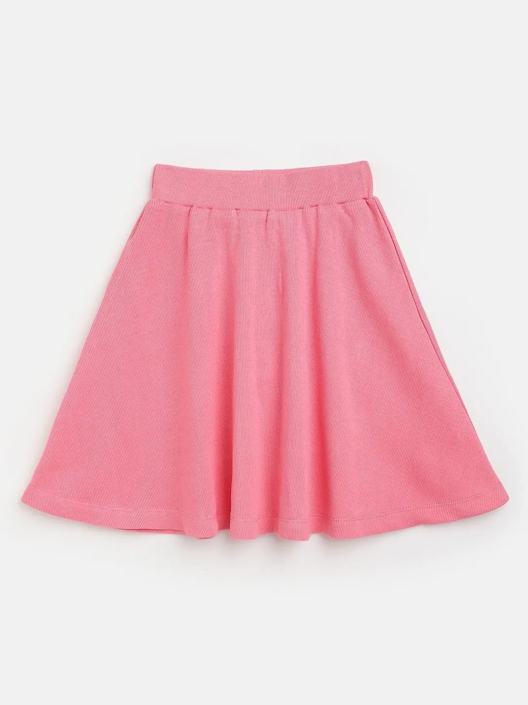 Girls Pink Rib Skater Skirt - Lyush Kids