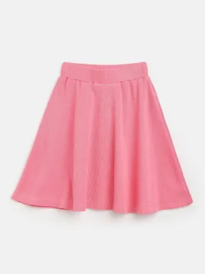 Girls Pink Rib Skater Skirt - Lyush Kids