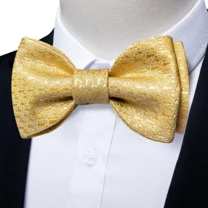 Golden Geometry Silk Bowtie Pocket Square Cufflinks Set