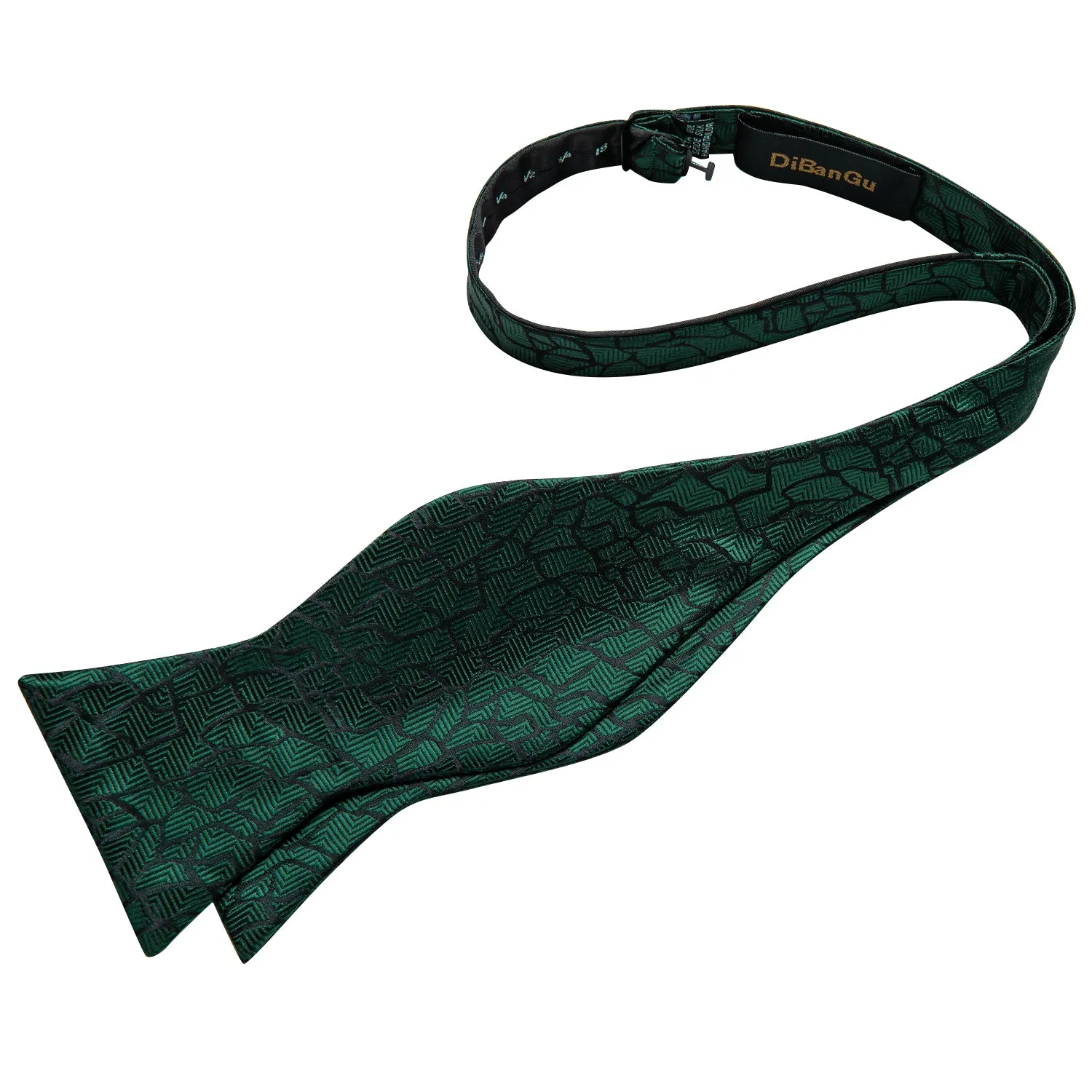 Green Black Stripe Silk Bowtie Pocket Square Cufflinks Set