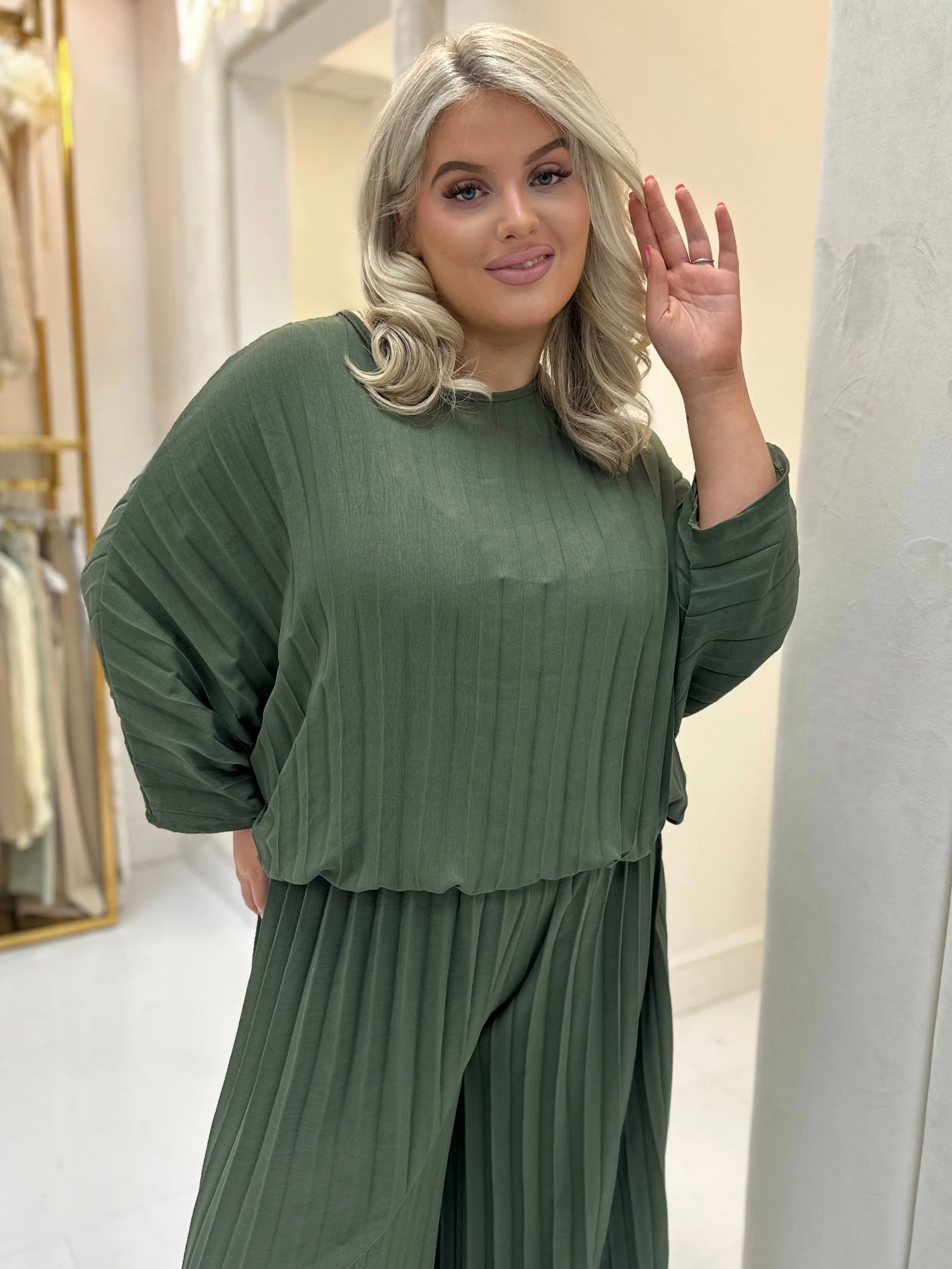 kinsley khaki two piece matching trouser set