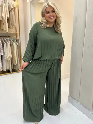 kinsley khaki two piece matching trouser set