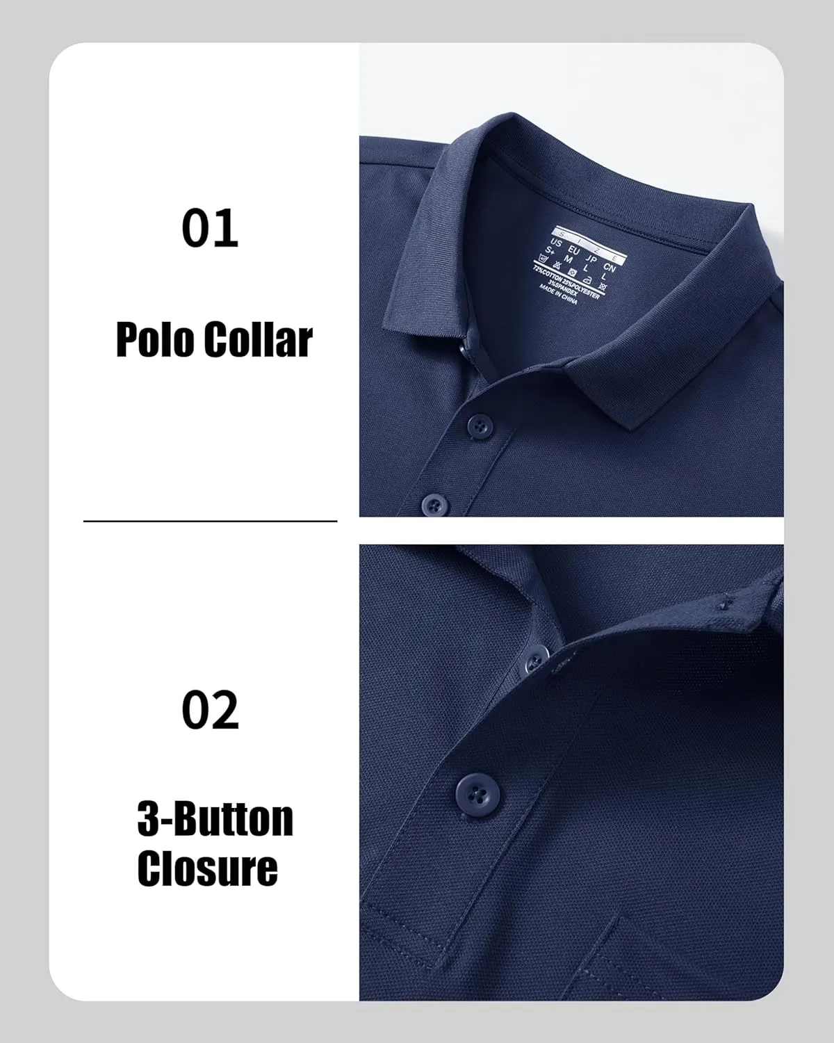 MAGCOMSEN Mens Polo Shirts Short Sleeve Cotton Pique Golf Shirts with Pocket Casual Performance Moisture Wicking Polos