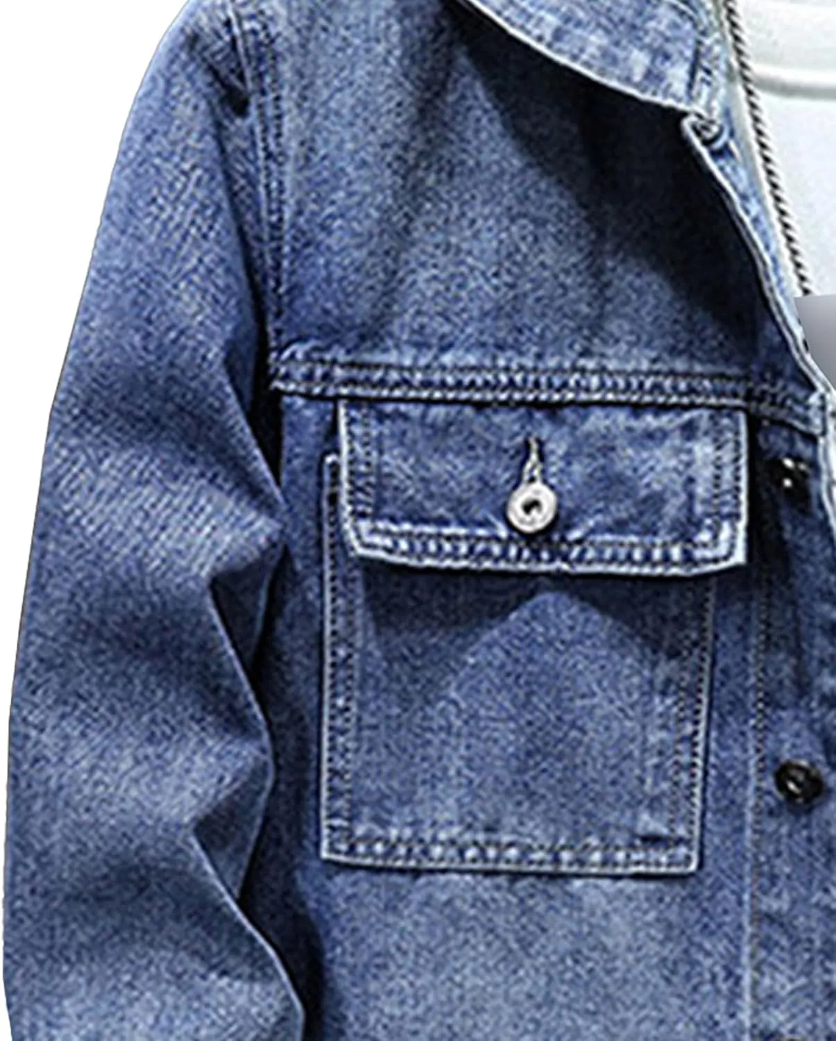 Men's Denim Hoodie Jacket Casual Long Sleeve Button Down Jeans Coat Windproof Hip Hop Trucker Hooded Jackets