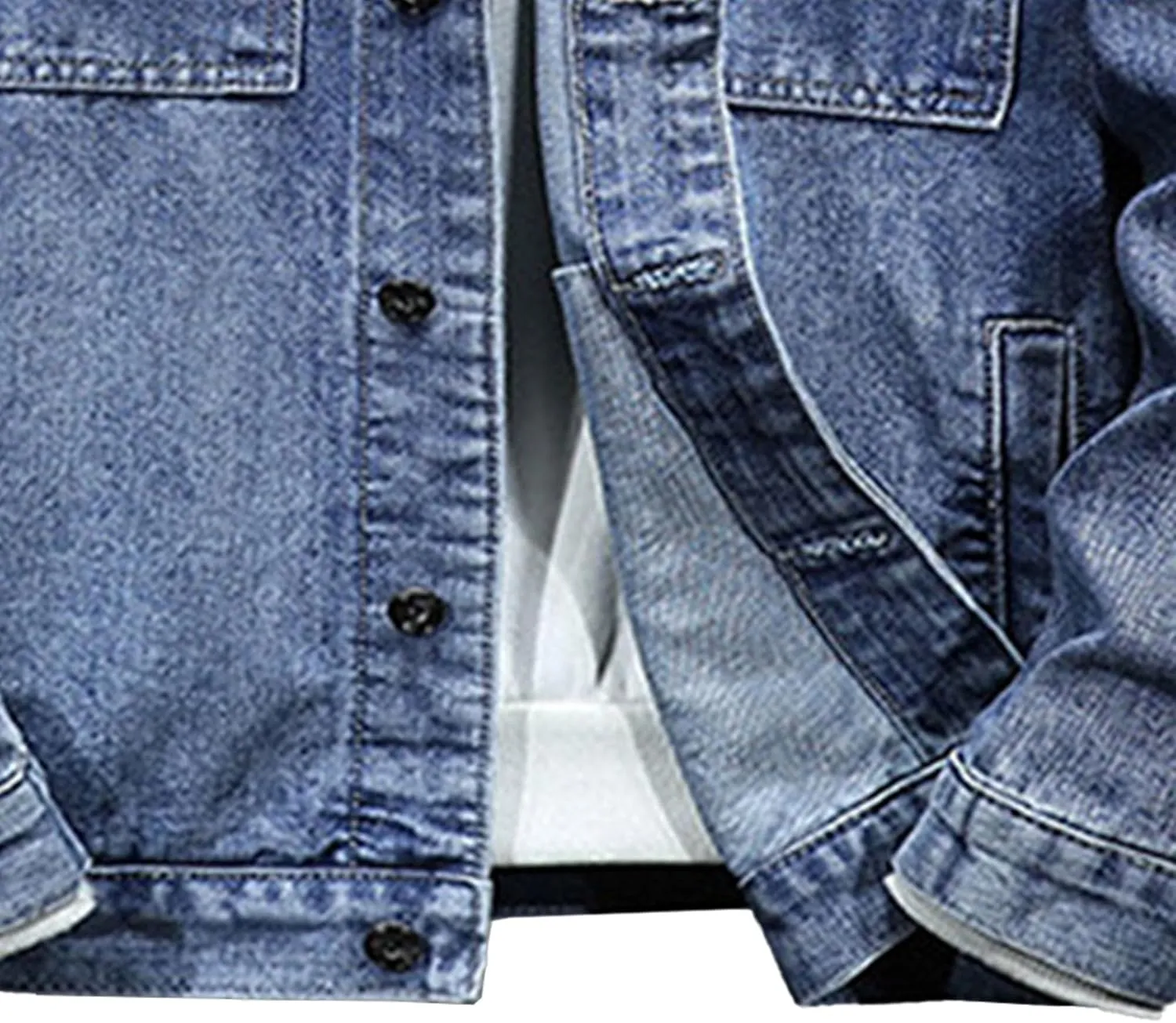 Men's Denim Hoodie Jacket Casual Long Sleeve Button Down Jeans Coat Windproof Hip Hop Trucker Hooded Jackets