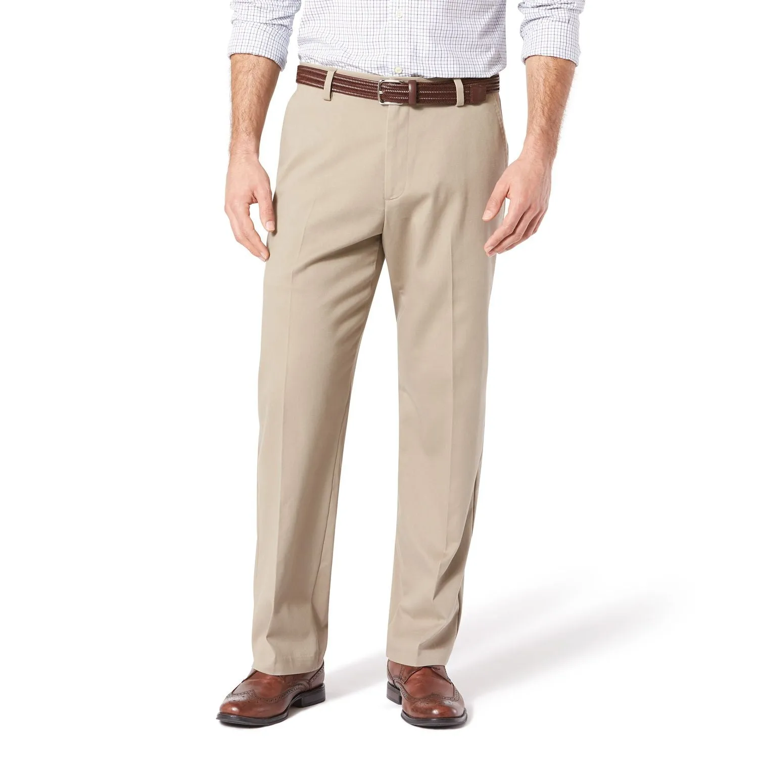 Men's Dockers Stretch Easy Pants in Khaki Loose Fit Flat Front