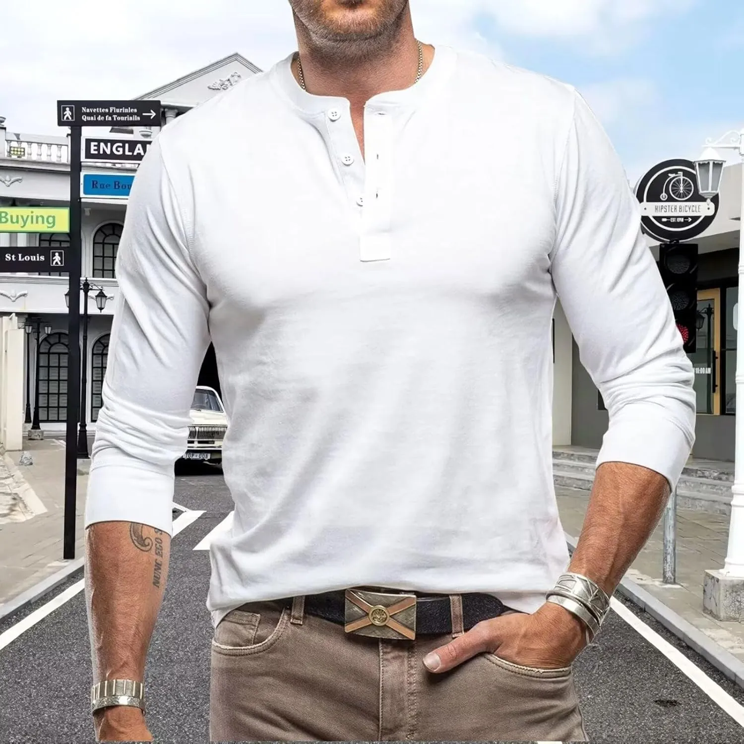 Men's Henley Shirts Casual Long Sleeve Basic Button-Down Slim Fit Lightweight Classic Cotton Pullover Tops 2025