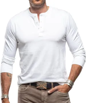 Men's Henley Shirts Casual Long Sleeve Basic Button-Down Slim Fit Lightweight Classic Cotton Pullover Tops 2025