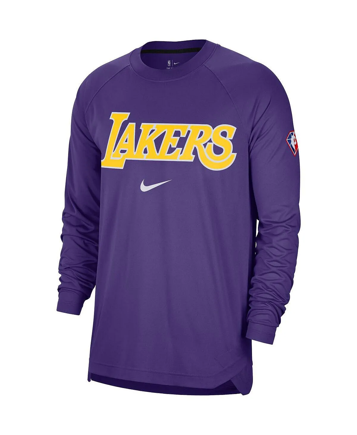 Men's Purple Los Angeles Lakers 75th Anniversary Raglan Long Sleeve Pre Game Shooting Performance Nike T-Shirt ,  violet