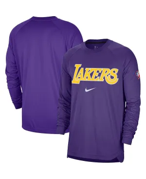 Men's Purple Los Angeles Lakers 75th Anniversary Raglan Long Sleeve Pre Game Shooting Performance Nike T-Shirt ,  violet