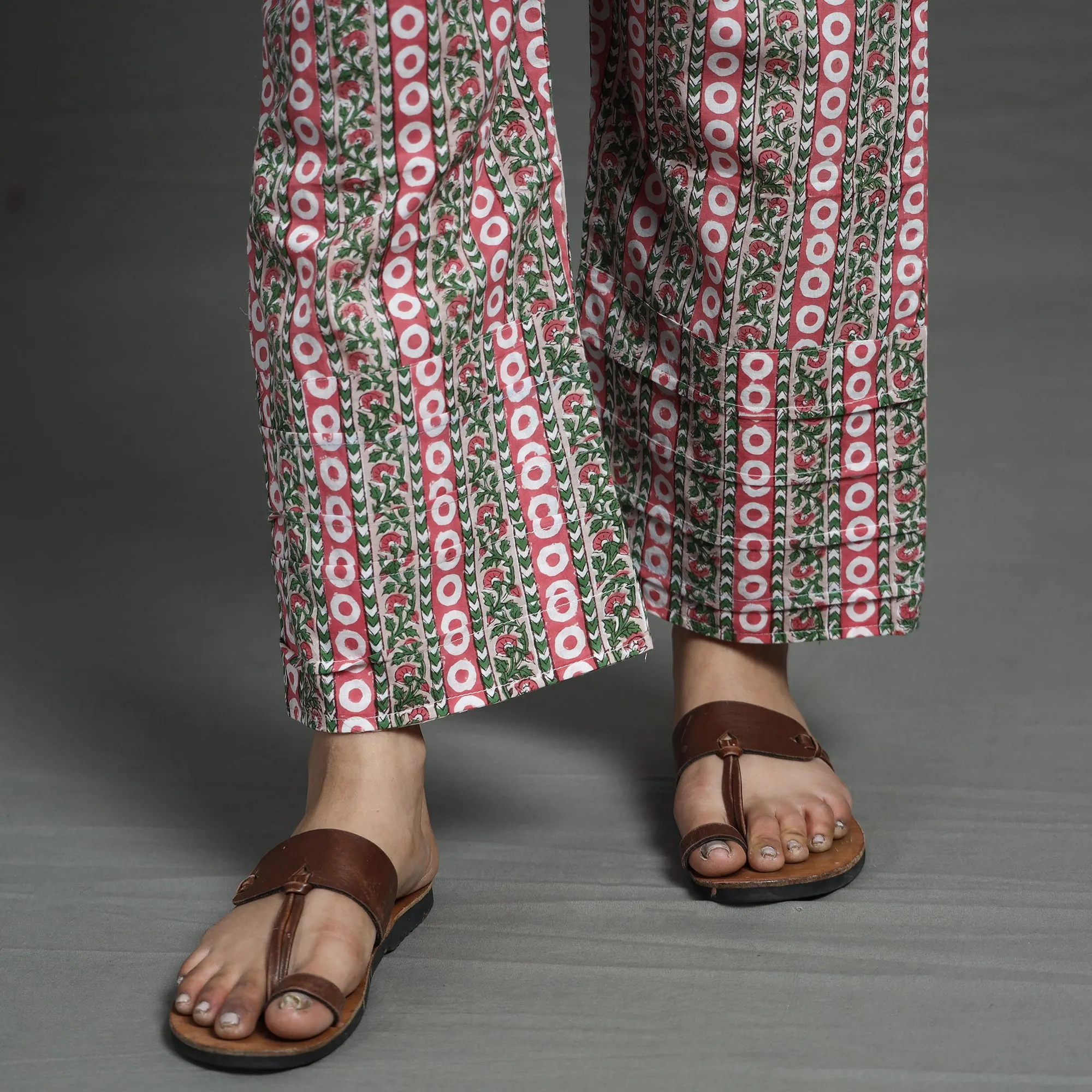 Multicolor - Sanganeri Block Printed Cotton Elasticated Palazzo