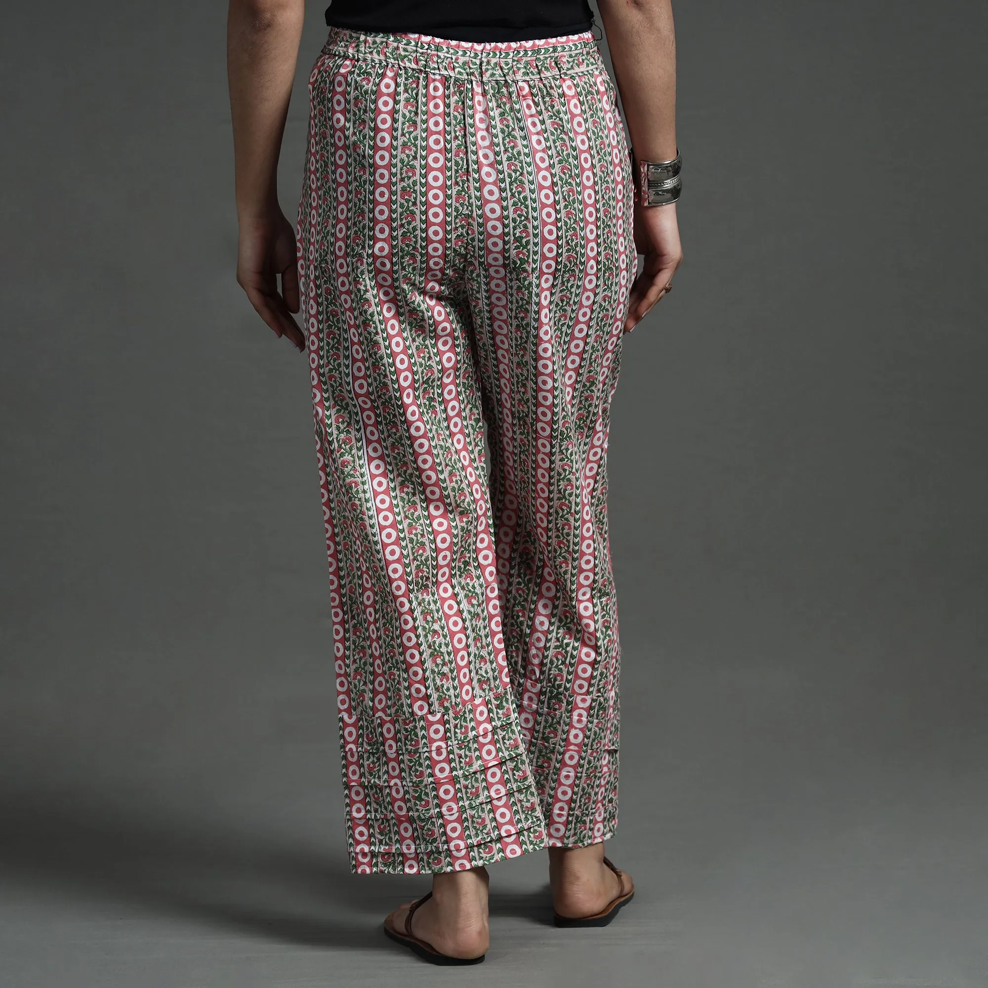 Multicolor - Sanganeri Block Printed Cotton Elasticated Palazzo