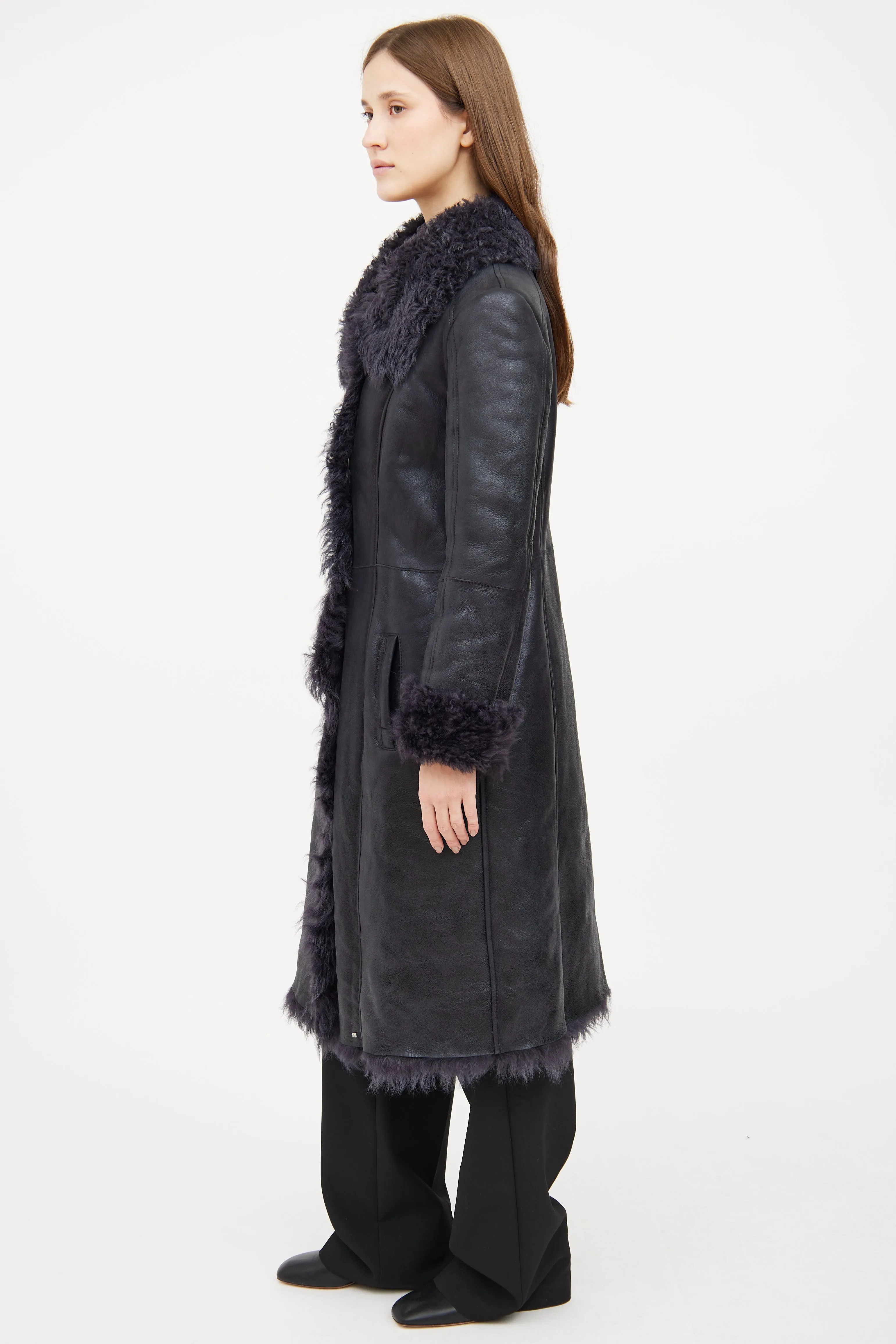 Navy Penny Lane Shearling Coat