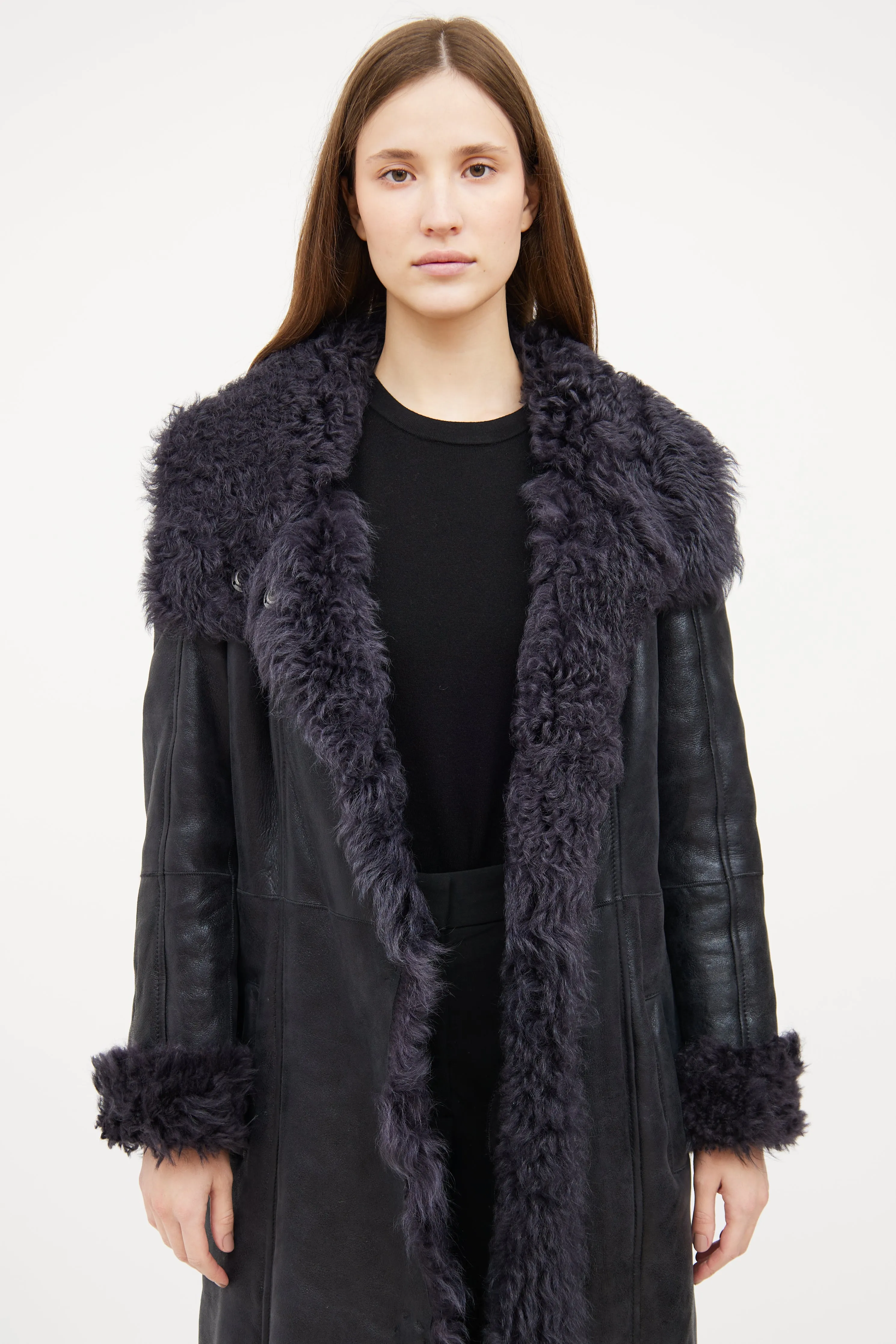 Navy Penny Lane Shearling Coat