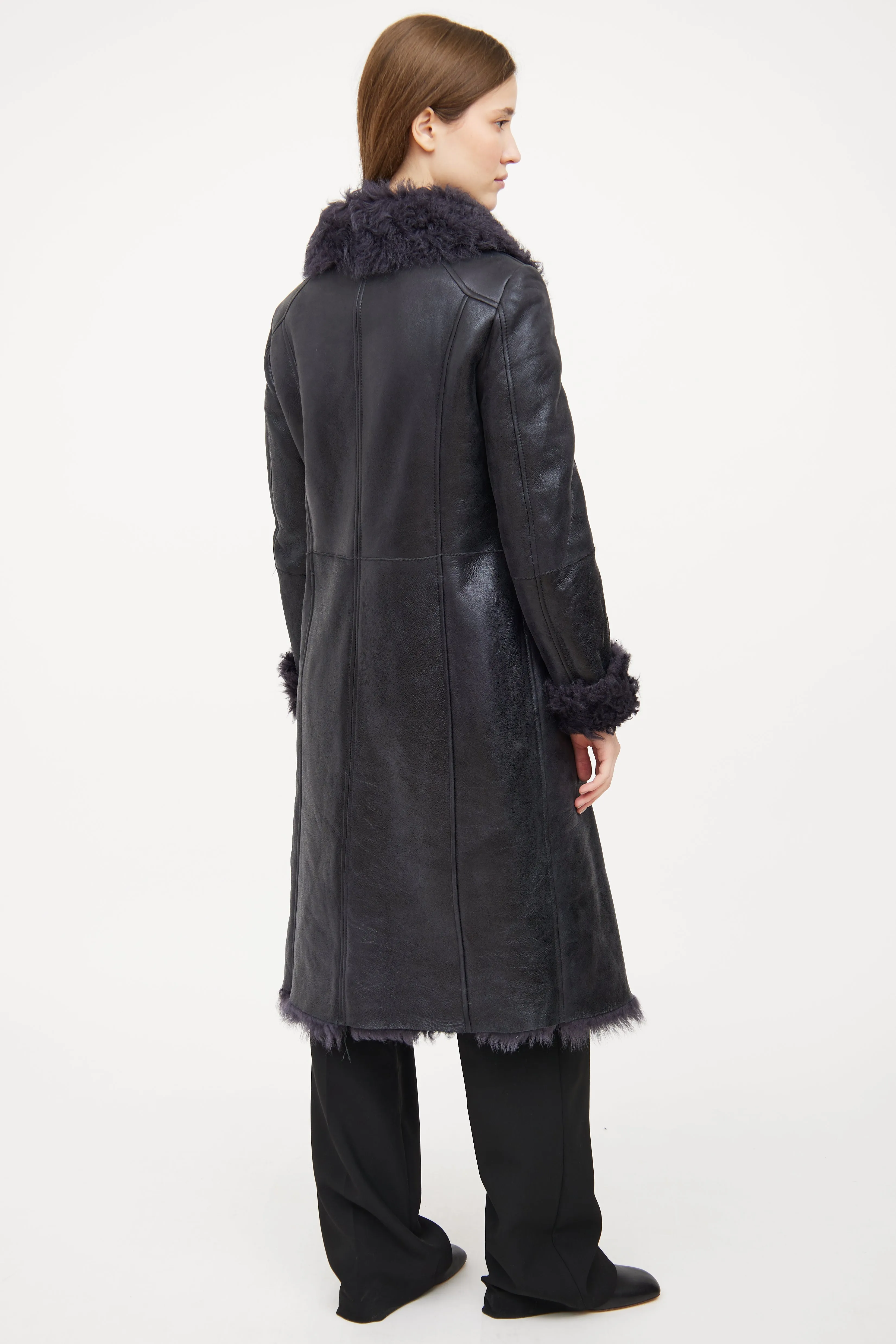 Navy Penny Lane Shearling Coat