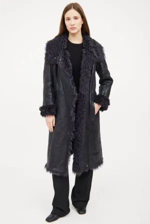 Navy Penny Lane Shearling Coat