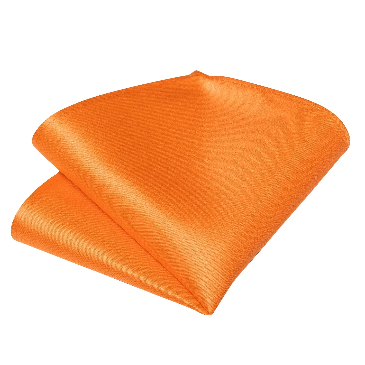 Orange Solid Silk Bowtie Pocket Square Cufflinks Set