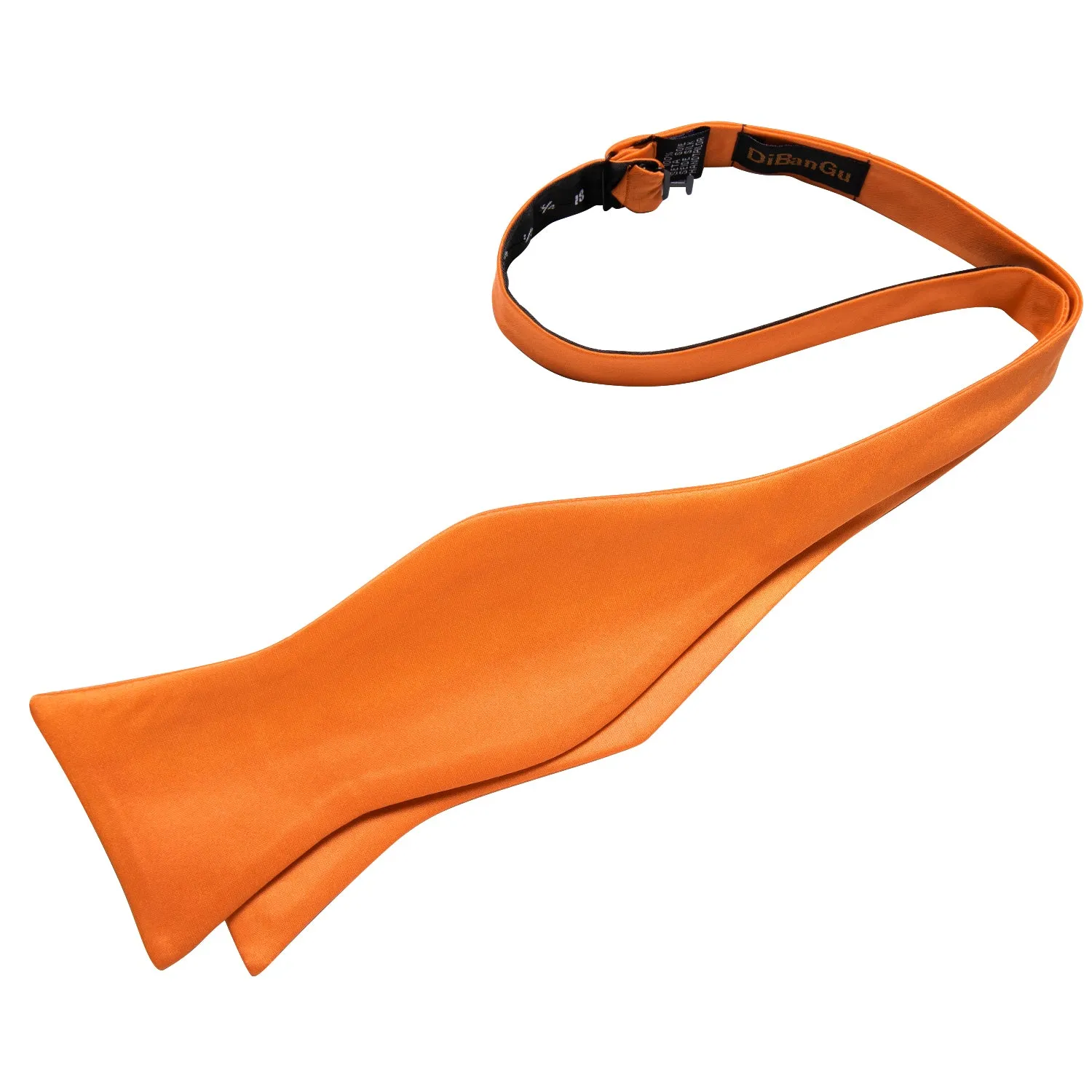 Orange Solid Silk Bowtie Pocket Square Cufflinks Set