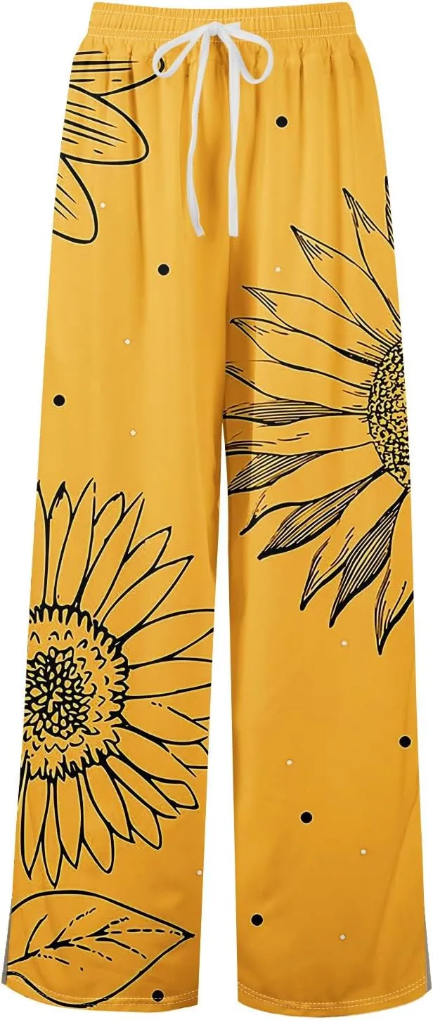 Palazzo Pants for Women,Womens Summer Boho Wide Leg Pants Casual High Waist Lounge Pant 2025 Beach Vacation Outfits