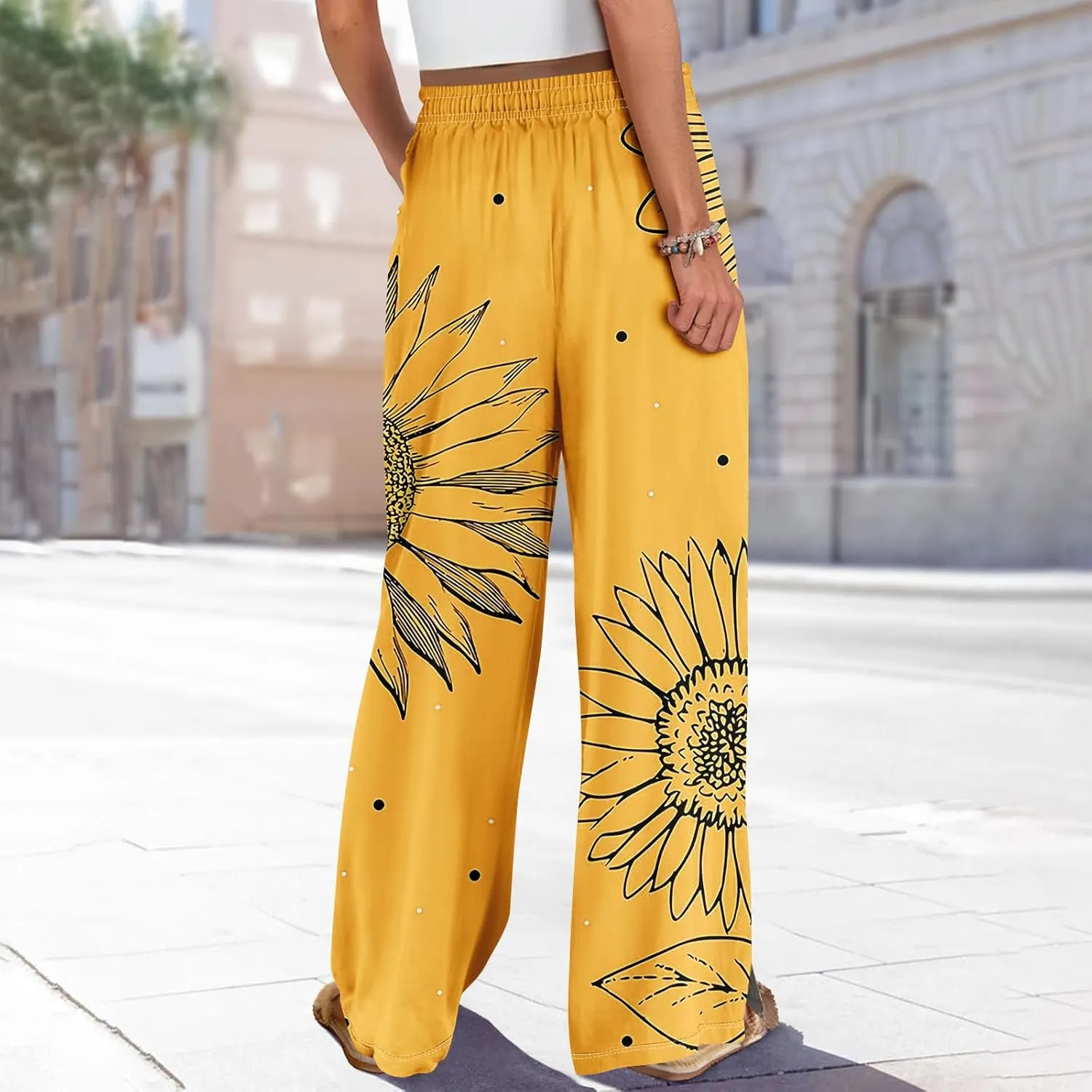 Palazzo Pants for Women,Womens Summer Boho Wide Leg Pants Casual High Waist Lounge Pant 2025 Beach Vacation Outfits