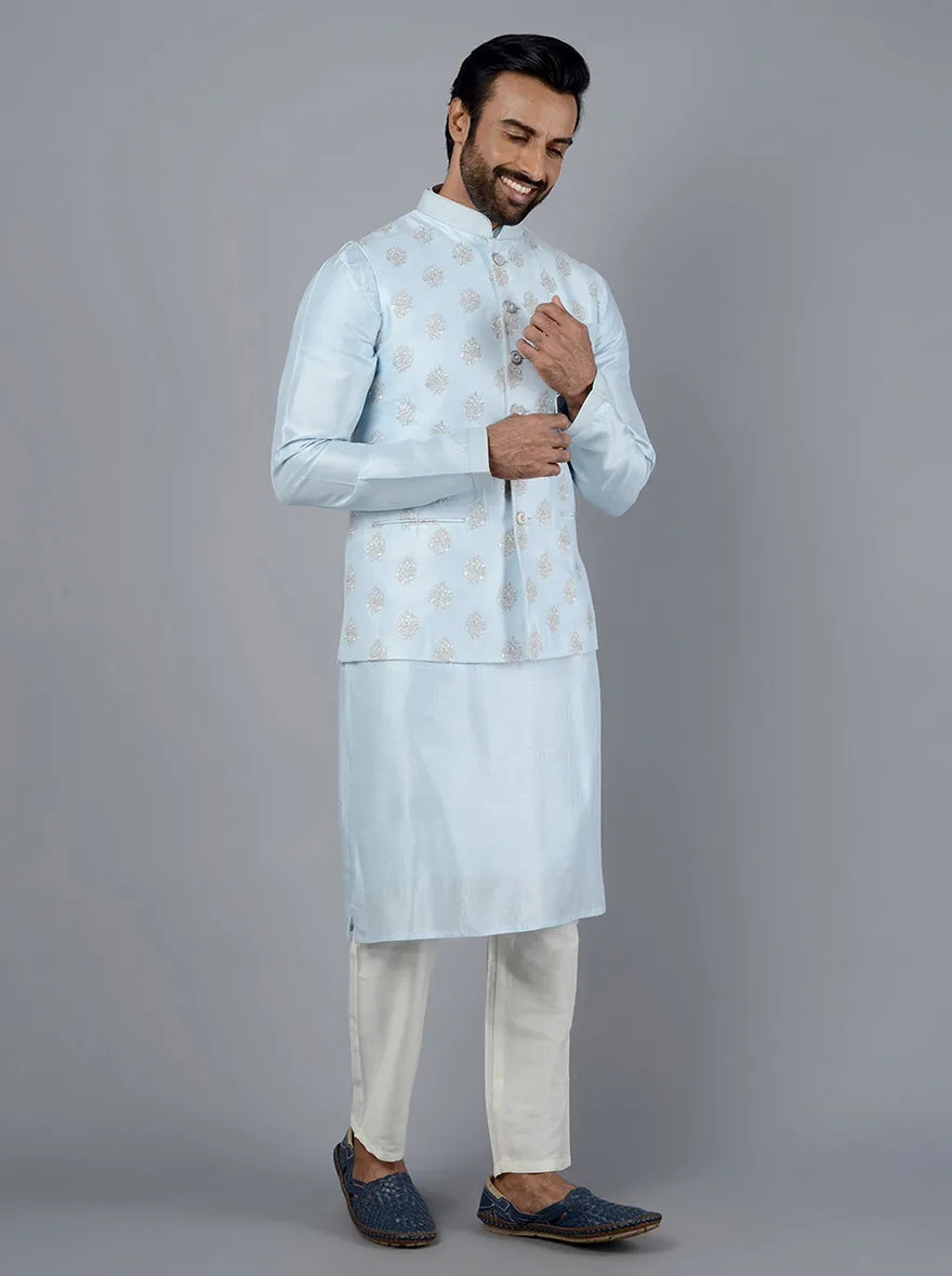 Sky Blue Kurta Set With Koti | TULA