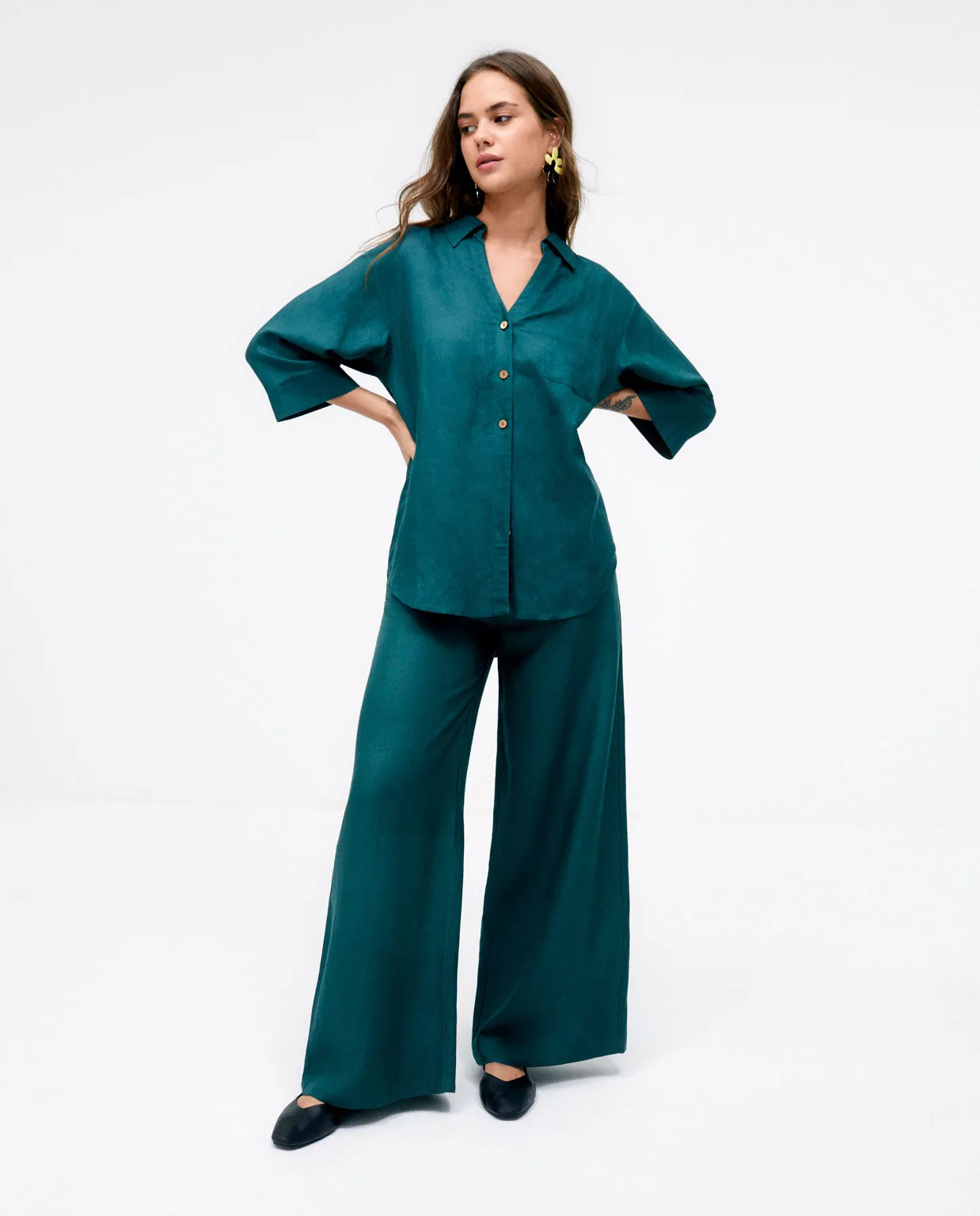 Surkana long wide trousers khaki