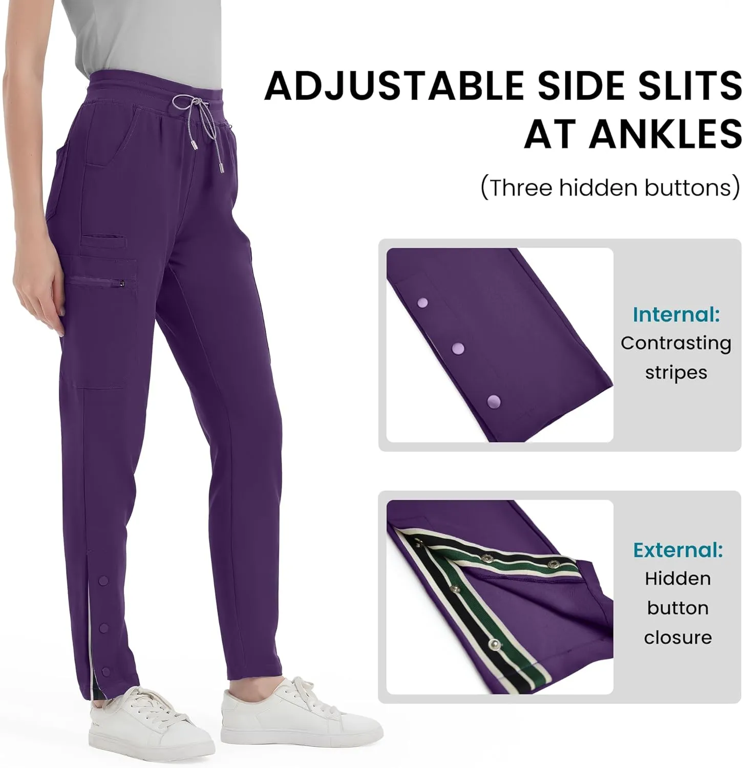 Uniforms World Scrub Pants for Women with 8 Pockets - Stretch Straight Leg Cargo Pants