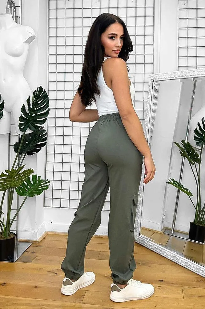 Utility Pockets Elastic Waist And Cuffs Cargo Trousers