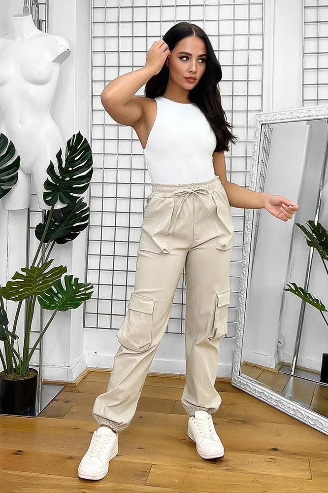 Utility Pockets Elastic Waist And Cuffs Cargo Trousers