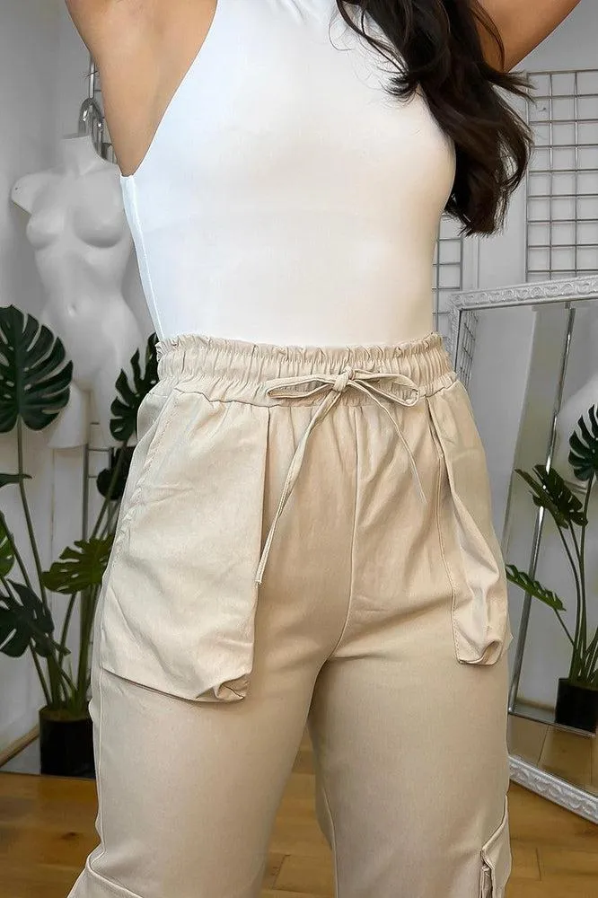 Utility Pockets Elastic Waist And Cuffs Cargo Trousers