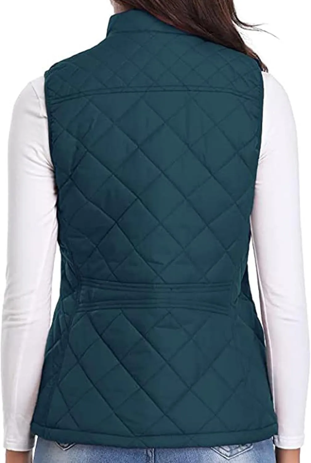 Women's Fall Winter Vest Zip Up Quilted Jackets Sleeveless Winter Coats Stand Collar Athletic Vest for Hiking Running