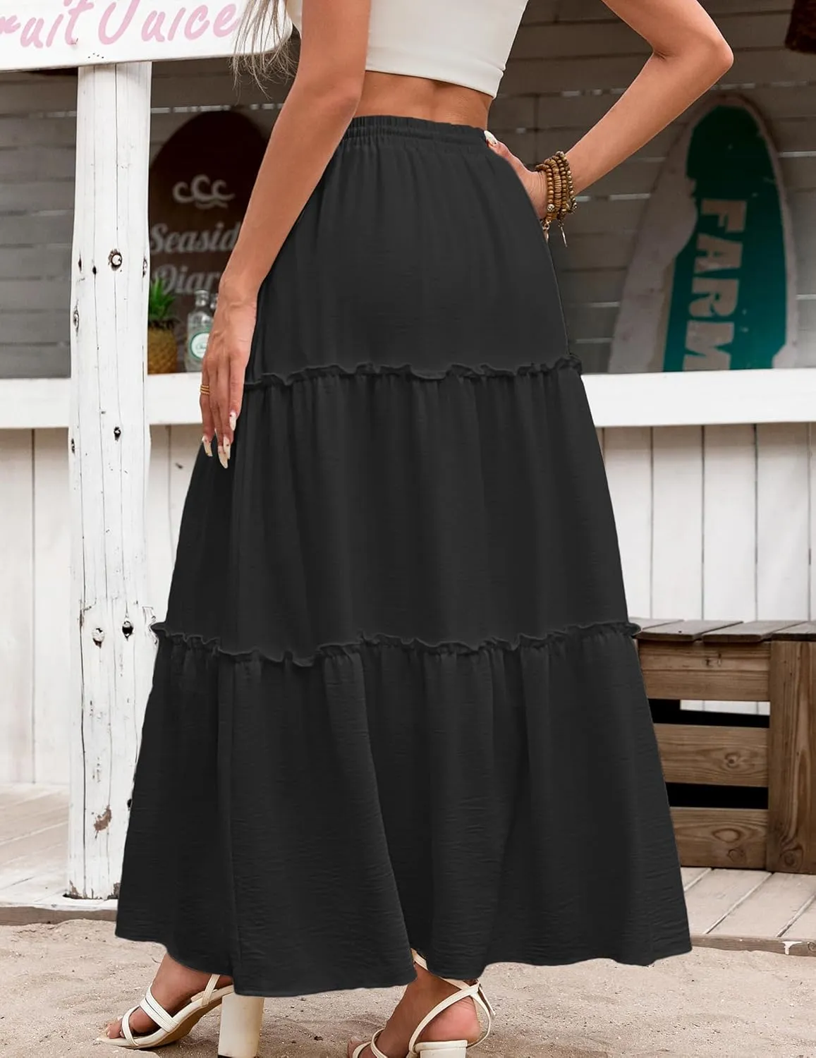 Zeagoo Womens Casual Maxi Skirts for Women 2025 High Waist Boho Skirts Floral Printed Long Flowy Skirt with Pockets